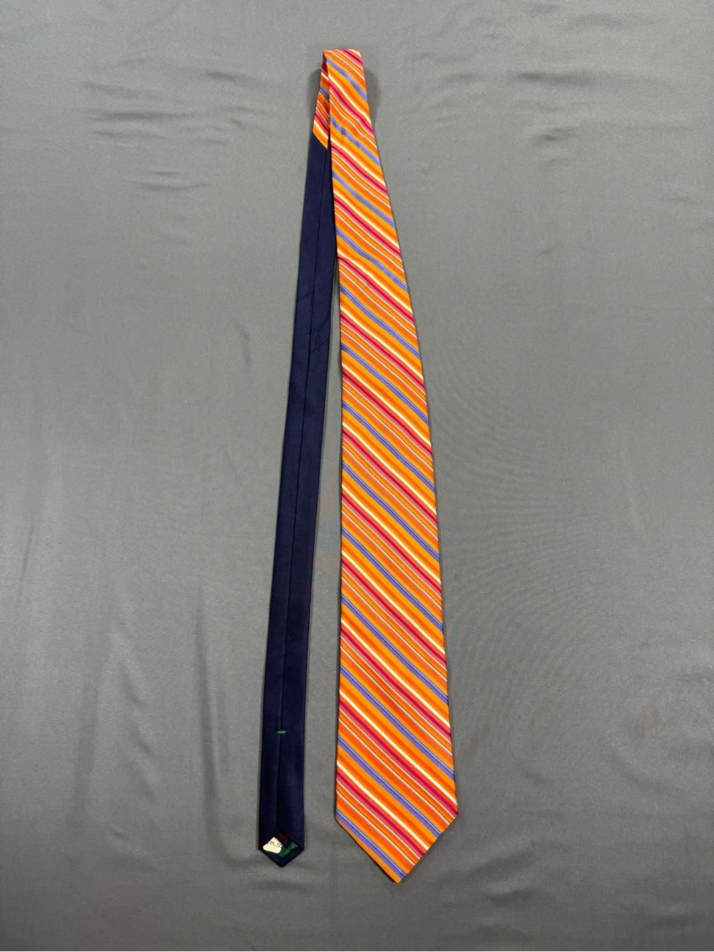 Vintage Tommy Hilfiger 100% Silk Striped Tie Orange Blue USA Made